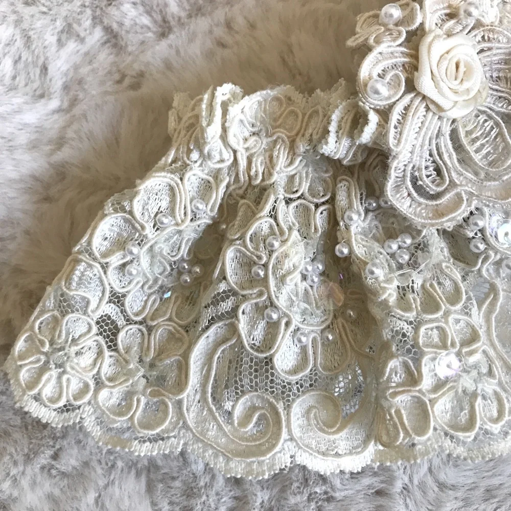 VINTAGE Victoria’s Secret Bridal Lace Garter Band Ivory Pearls Sequins New OS‎